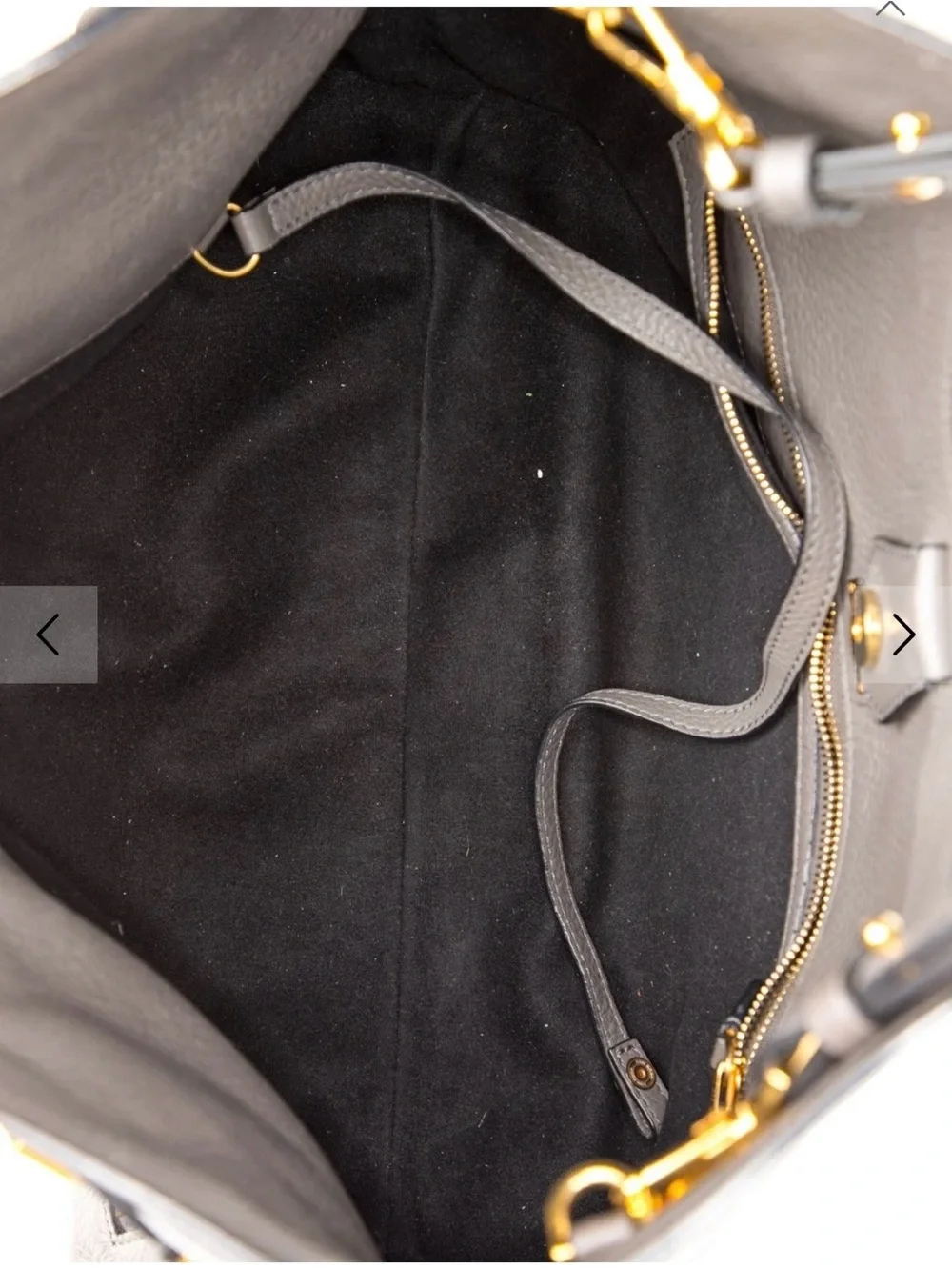 Gray Leather Tote with Gold Hardware - Sleek Women's Shoulder Bag